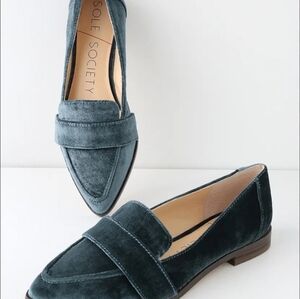 Sole Society Women's Velvet Loafers - Deep Teal